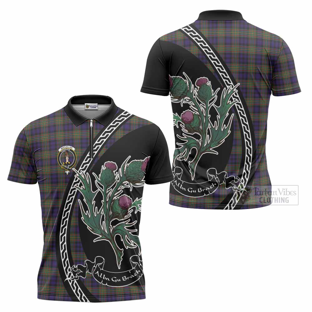 MacLellan (McLellan) Family Crest Tartan Zipper Polo Shirt Alba Thistle Inspired - Tartan Vibes Clothing