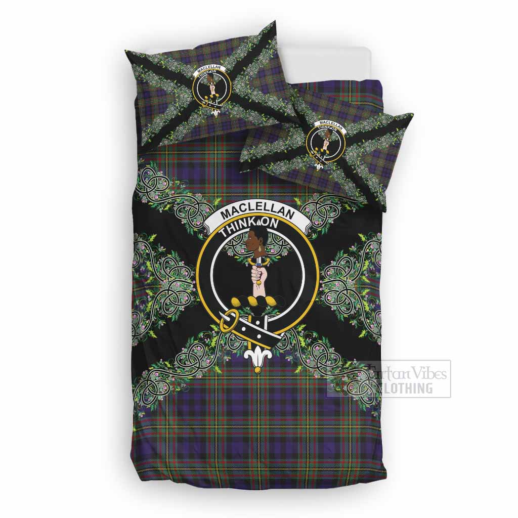 MacLellan (McLellan) Scottish Tartan Crest Bedding Set Thistle Celtic Knotwork Heritage Art