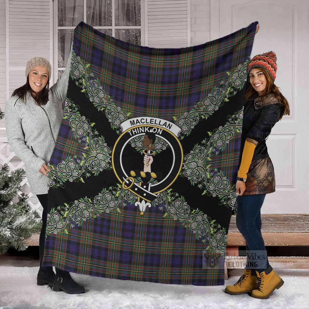 MacLellan (McLellan) Scottish Tartan Crest Blanket Thistle Celtic Knotwork Heritage Art
