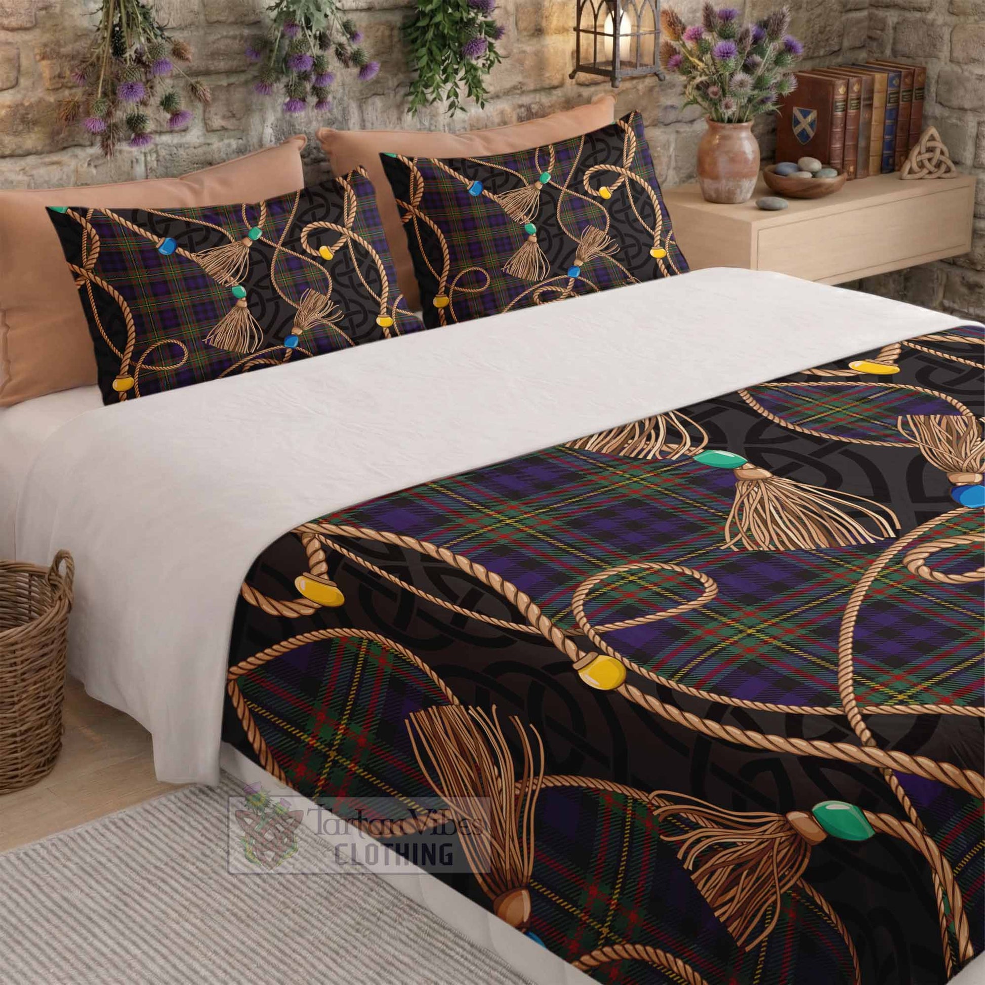 MacLellan (McLellan) Scottish Tartan Twisted Ropes Stylized Bedding Set - Tartan Vibes Clothing