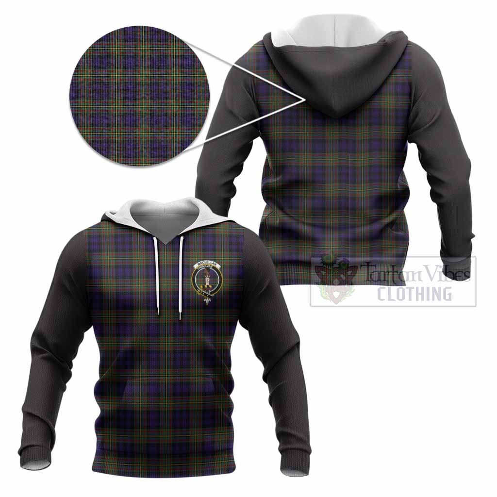 MacLellan (McLellan) Tartan Accent Knitted Hoodie with Family Crest
