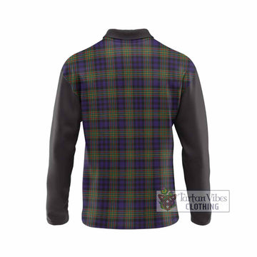 MacLellan (McLellan) Tartan Accent Long Sleeve Polo Shirt with Family Crest