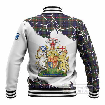 MacLellan (McLellan) Tartan Baseball Jacket with Family Crest and Lion Rampant Grunge Style