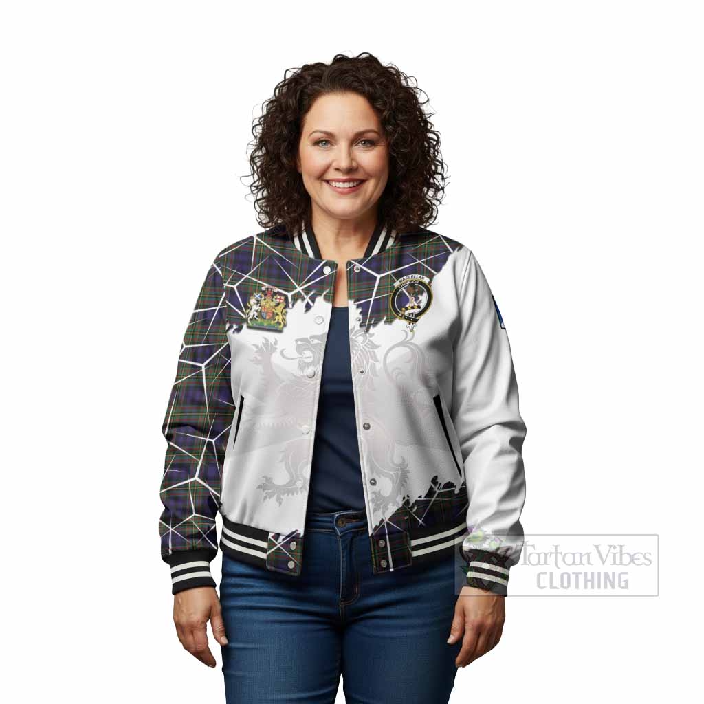 MacLellan (McLellan) Tartan Baseball Jacket with Family Crest and Lion Rampant Grunge Style