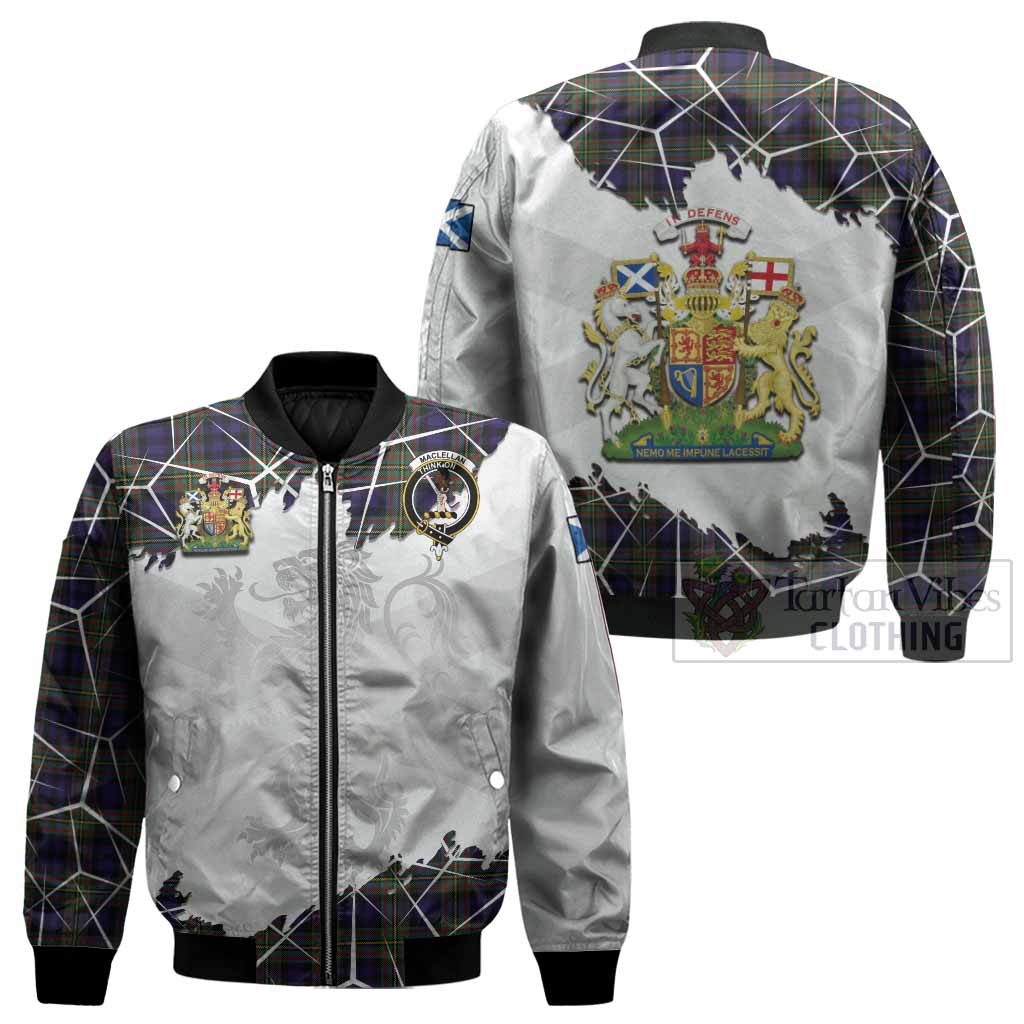 MacLellan (McLellan) Tartan Bomber Jacket with Family Crest and Lion Rampant Grunge Style