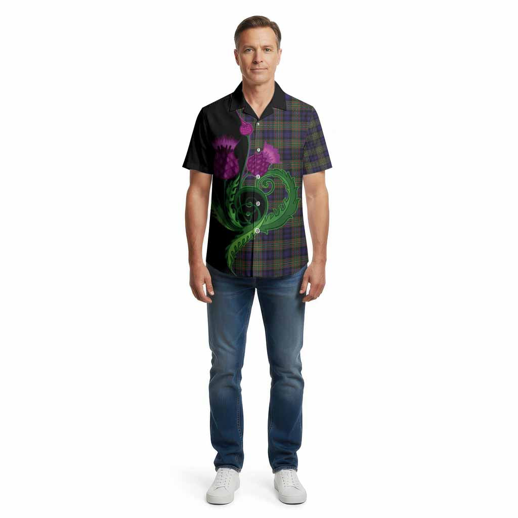 MacLellan (McLellan) Tartan Cotton Hawaiian Shirt Traditional Scottish Thistle