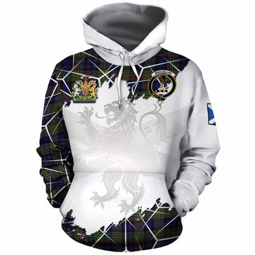 MacLellan (McLellan) Tartan Cotton Hoodie with Family Crest and Lion Rampant Grunge Style