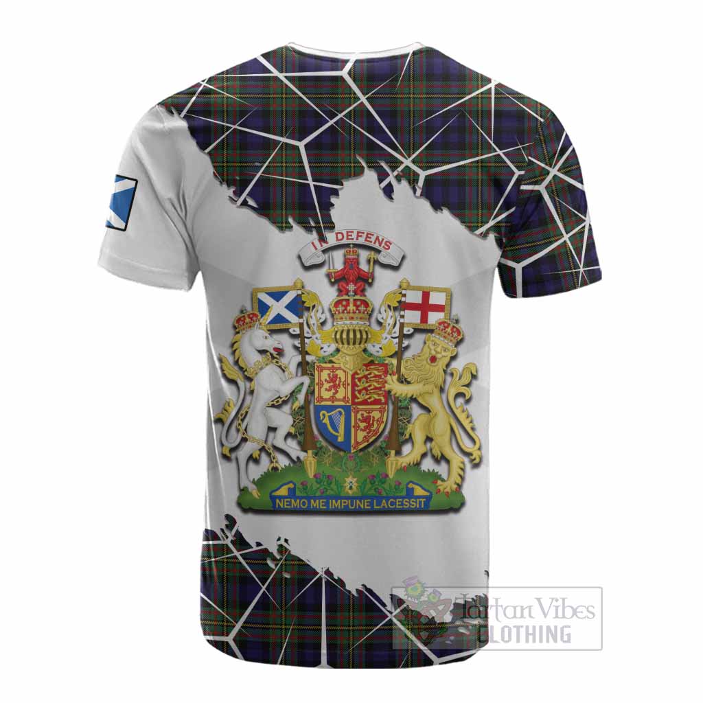 MacLellan (McLellan) Tartan Cotton T-shirt with Family Crest and Lion Rampant Grunge Style