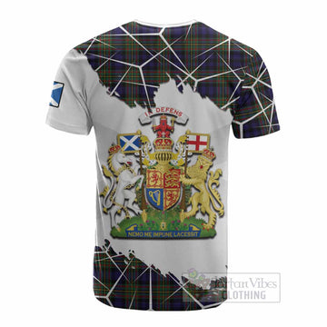 MacLellan (McLellan) Tartan Cotton T-shirt with Family Crest and Lion Rampant Grunge Style