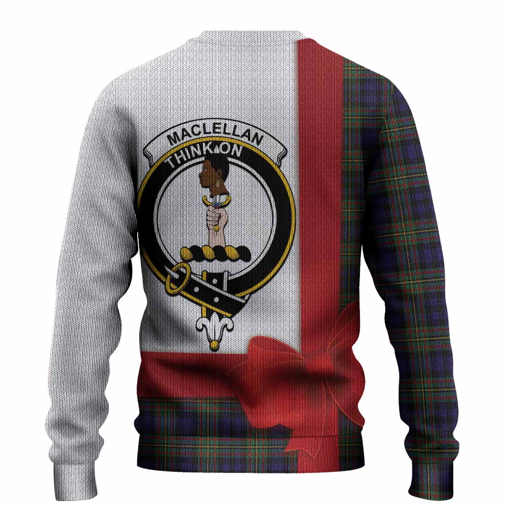 MacLellan (McLellan) Tartan Crest Christmas Christmas Ugly Sweater Highland Cow Bagpipes Coquette Bow Style