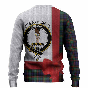 MacLellan (McLellan) Tartan Crest Christmas Christmas Ugly Sweater Highland Cow Bagpipes Coquette Bow Style