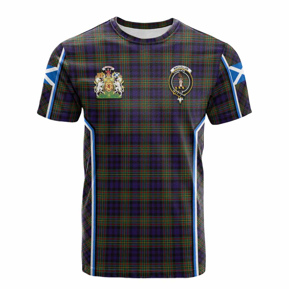 MacLellan (McLellan) Tartan Crest Cotton T-shirt Scotland Coat of Arm Flag Style - Tartan Vibes Clothing