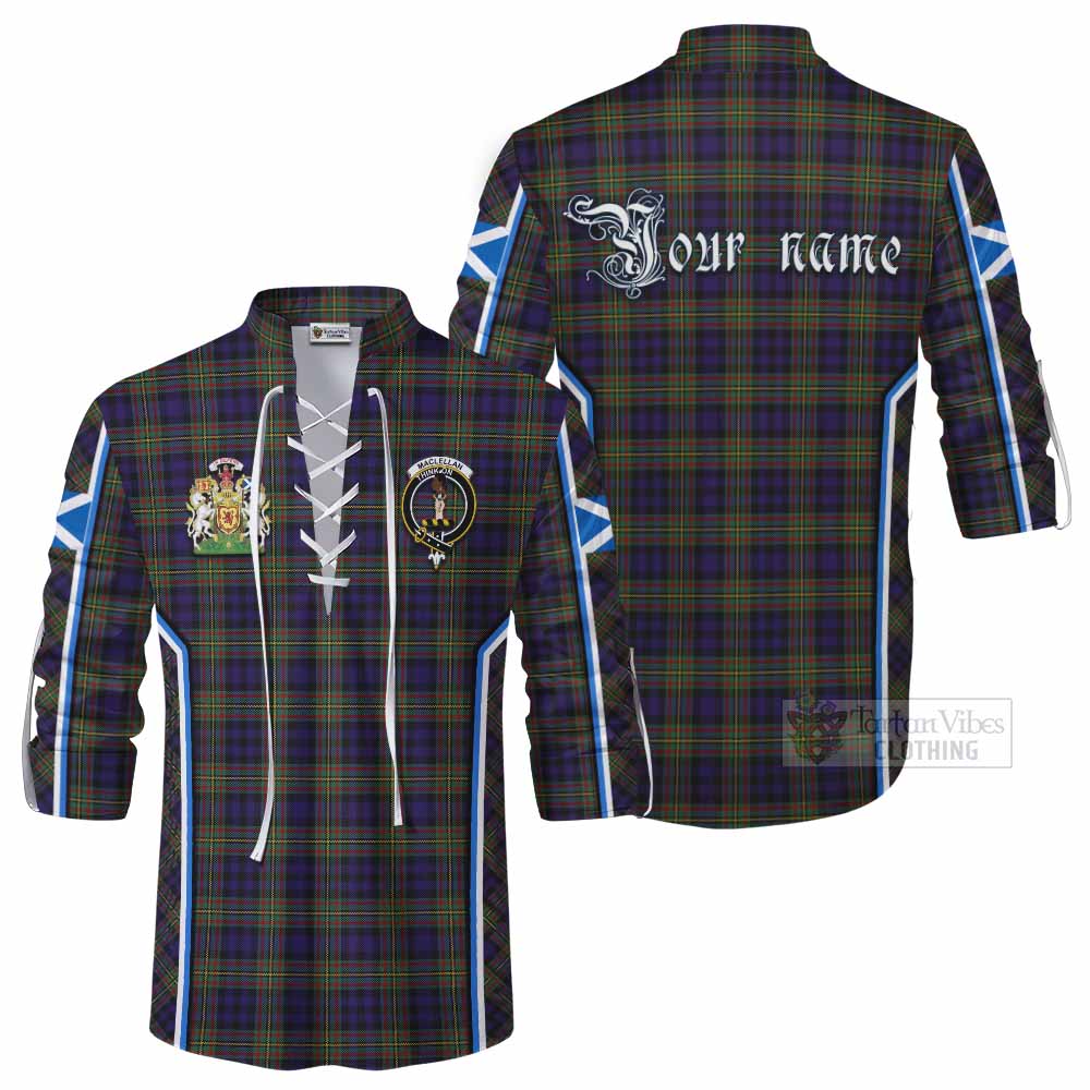 MacLellan (McLellan) Tartan Crest Ghillie Kilt Shirt Scotland Coat of Arm Flag Style - Tartan Vibes Clothing