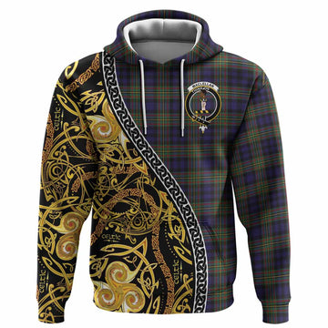 MacLellan (McLellan) Tartan Crest Hoodie Celtic Knot and Triple Trickle Spiral Symbols