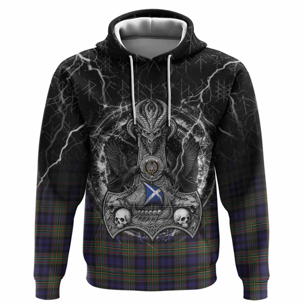 MacLellan (McLellan) Tartan Crest Hoodie Celtic Odin's Raven Legacy
