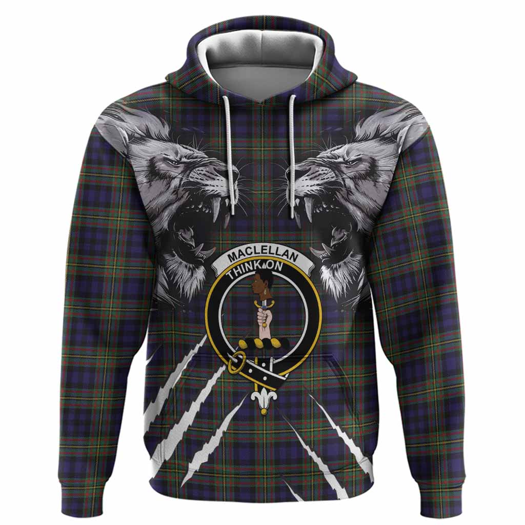 MacLellan (McLellan) Tartan Crest Hoodie Ferocious Lion Style