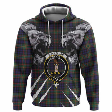 MacLellan (McLellan) Tartan Crest Hoodie Ferocious Lion Style