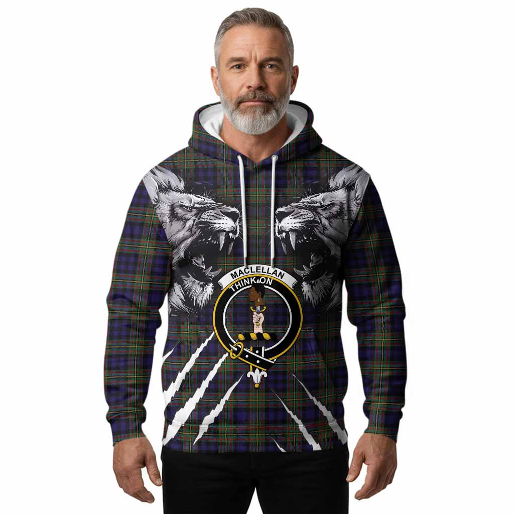 MacLellan (McLellan) Tartan Crest Hoodie Ferocious Lion Style