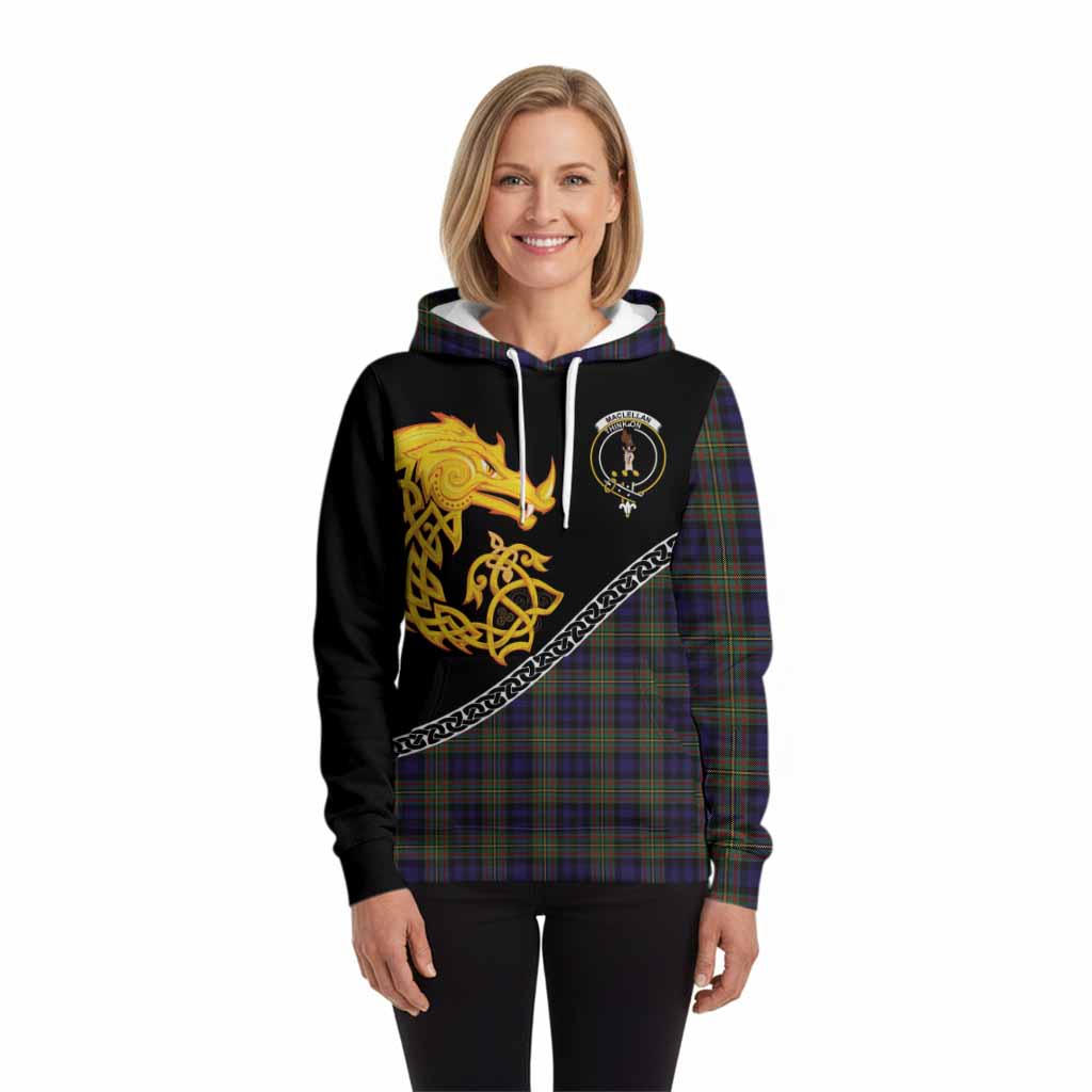 MacLellan (McLellan) Tartan Crest Hoodie Legendary Dragon Knot Half Style