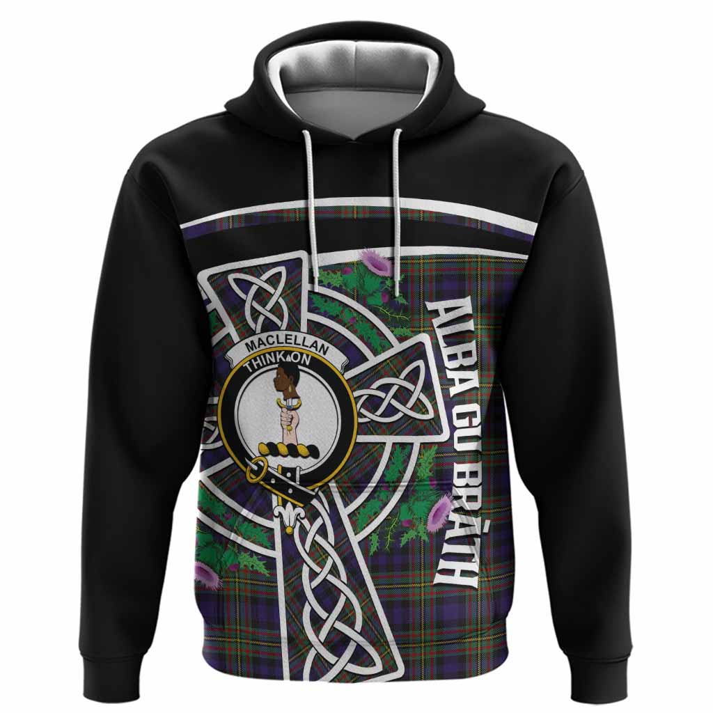 MacLellan (McLellan) Tartan Crest Hoodie Scottish Thistle Celtic Cross Alba Gu Brath