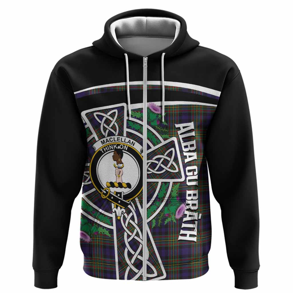 MacLellan (McLellan) Tartan Crest Hoodie Scottish Thistle Celtic Cross Alba Gu Brath