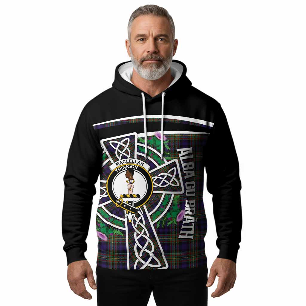 MacLellan (McLellan) Tartan Crest Hoodie Scottish Thistle Celtic Cross Alba Gu Brath