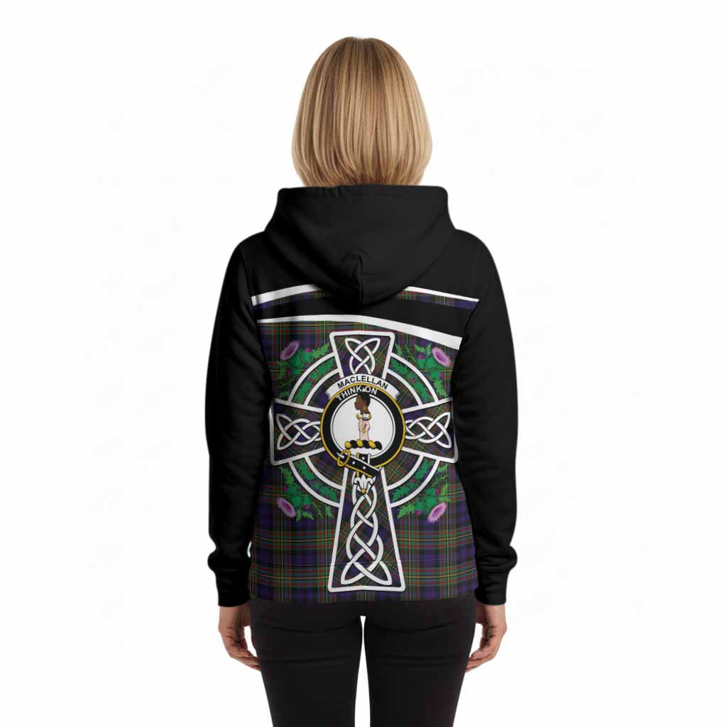 MacLellan (McLellan) Tartan Crest Hoodie Scottish Thistle Celtic Cross Alba Gu Brath