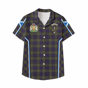 MacLellan (McLellan) Tartan Crest Kid Hawaiian Shirt Scotland Coat of Arm Flag Style - Tartan Vibes Clothing