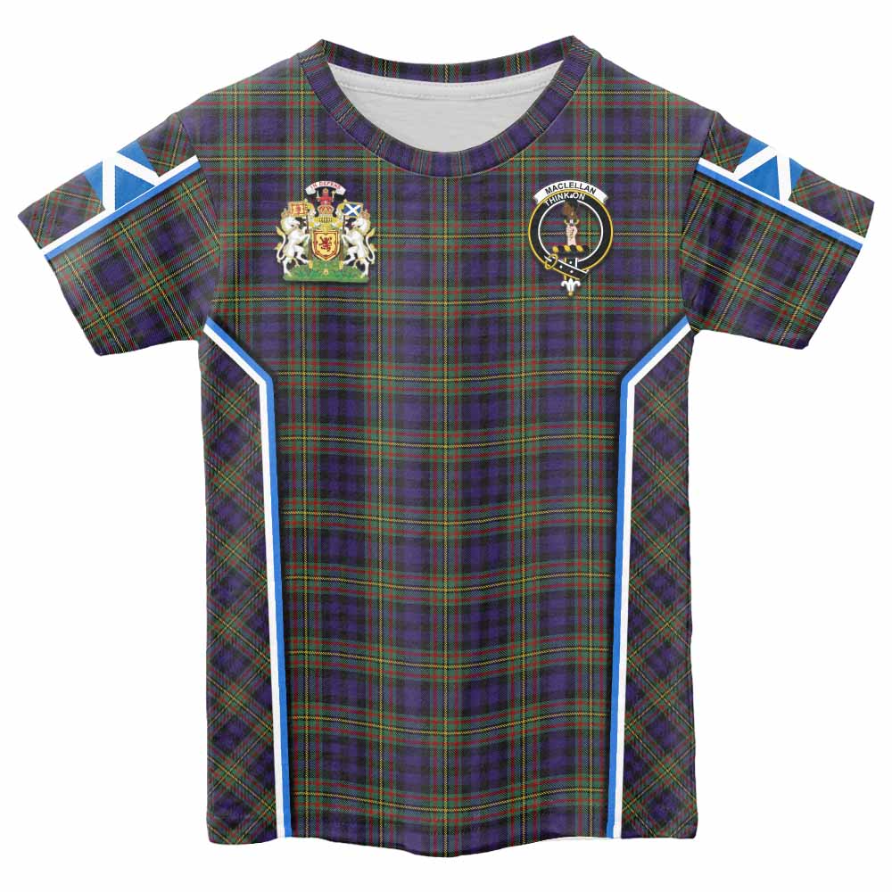 MacLellan (McLellan) Tartan Crest Kid T-shirt Scotland Coat of Arm Flag Style - Tartan Vibes Clothing
