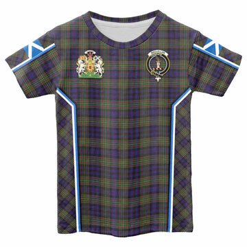 MacLellan (McLellan) Tartan Crest Kid T-shirt Scotland Coat of Arm Flag Style - Tartan Vibes Clothing