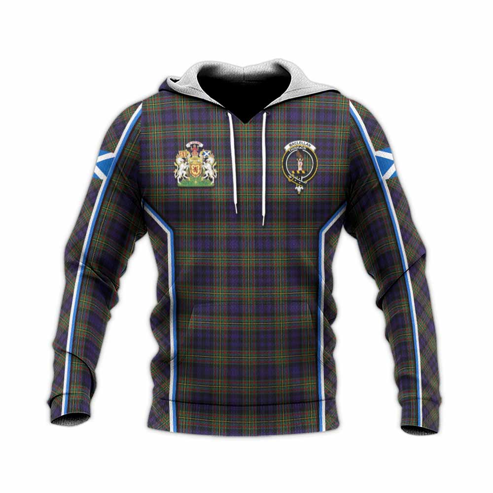 MacLellan (McLellan) Tartan Crest Knitted Hoodie Scotland Coat of Arm Flag Style - Tartan Vibes Clothing