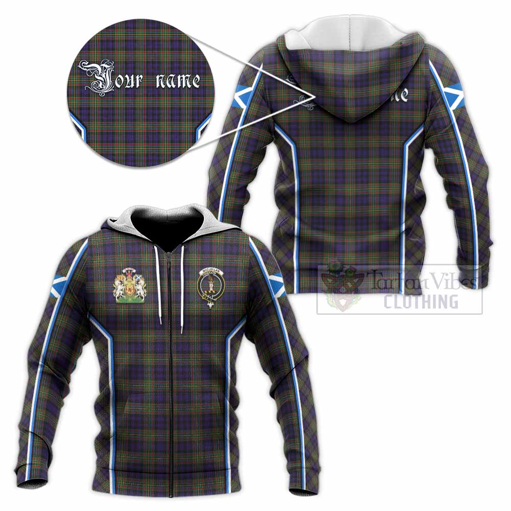 MacLellan (McLellan) Tartan Crest Knitted Hoodie Scotland Coat of Arm Flag Style - Tartan Vibes Clothing