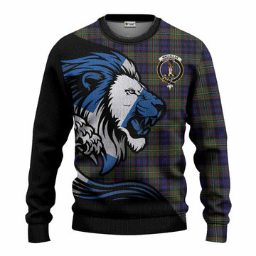 MacLellan (McLellan) Tartan Crest Knitted Sweater Scottish Golden Lions Wave Flow