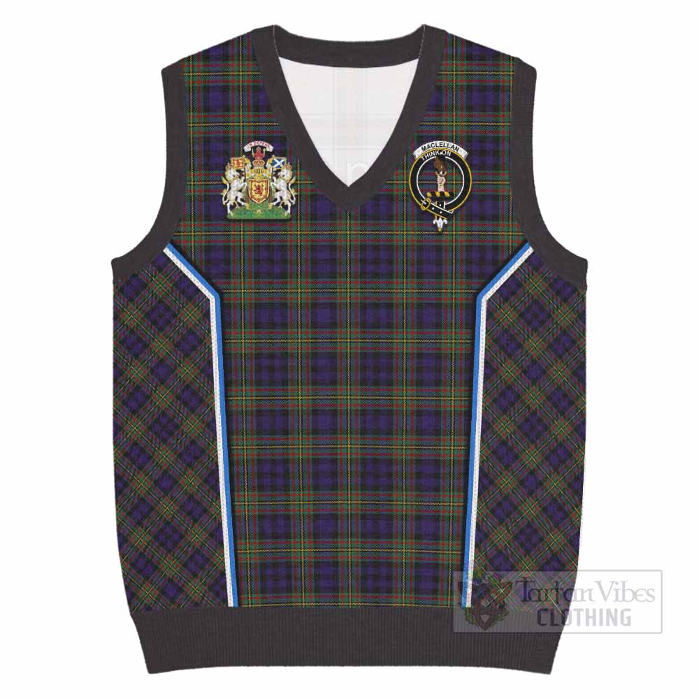 MacLellan (McLellan) Tartan Crest Knitted V-Neck Vest Scotland Coat of Arm Flag Style - Tartan Vibes Clothing