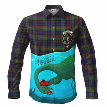 MacLellan (McLellan) Tartan Crest Long Sleeve Button Shirts Nessie Under Water