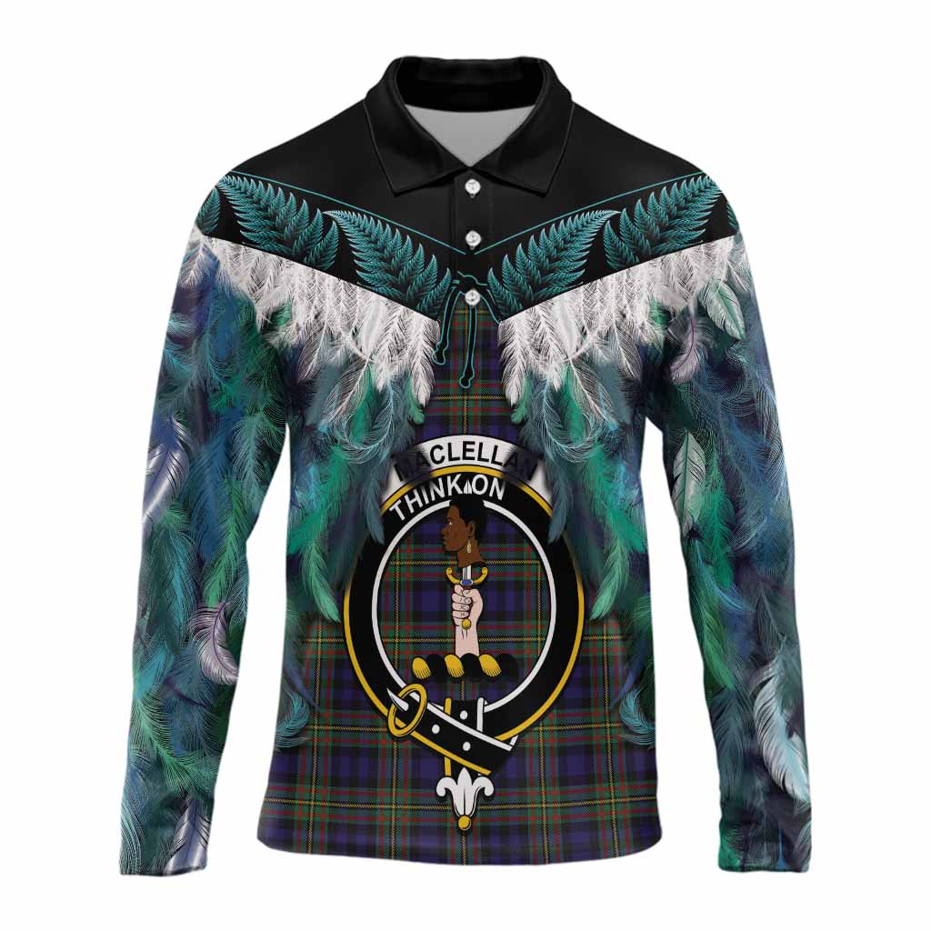 MacLellan (McLellan) Tartan Crest Long Sleeve Polo Shirt New Zealand Maori Korowai Cloak