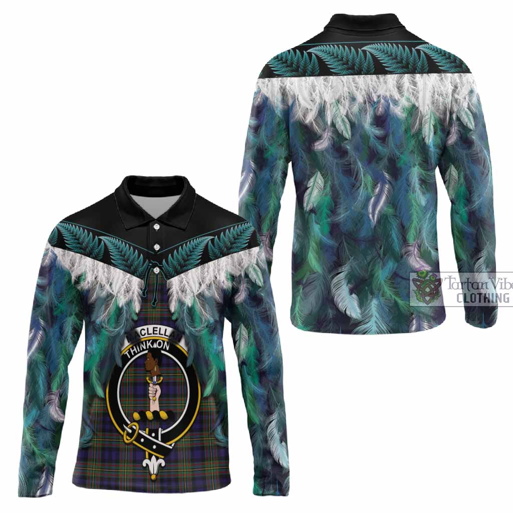 MacLellan (McLellan) Tartan Crest Long Sleeve Polo Shirt New Zealand Maori Korowai Cloak