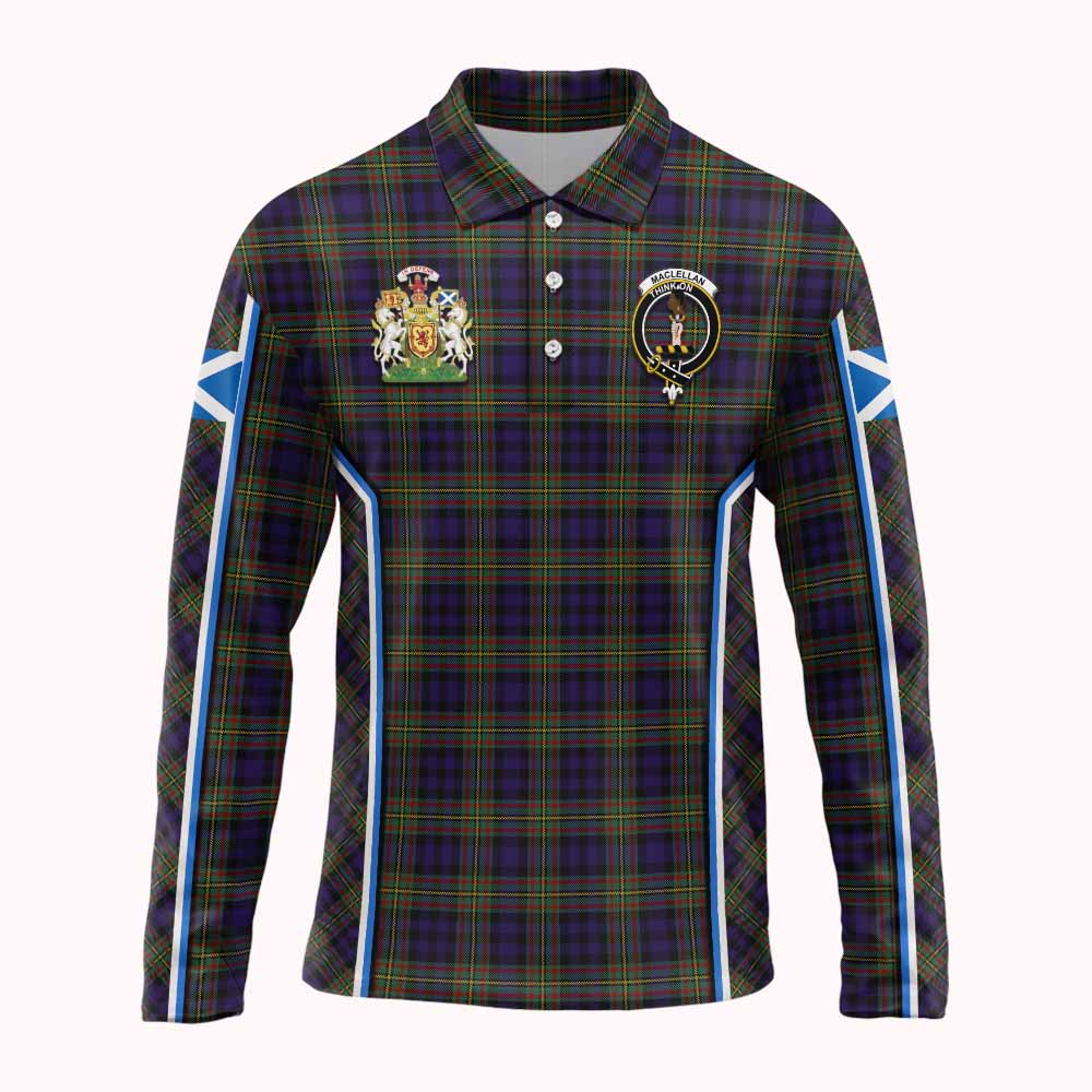 MacLellan (McLellan) Tartan Crest Long Sleeve Polo Shirt Scotland Coat of Arm Flag Style - Tartan Vibes Clothing