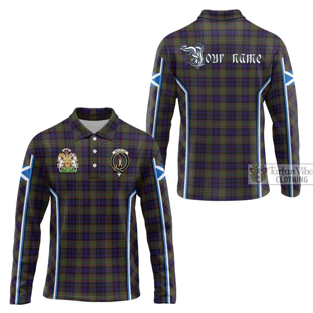 MacLellan (McLellan) Tartan Crest Long Sleeve Polo Shirt Scotland Coat of Arm Flag Style - Tartan Vibes Clothing