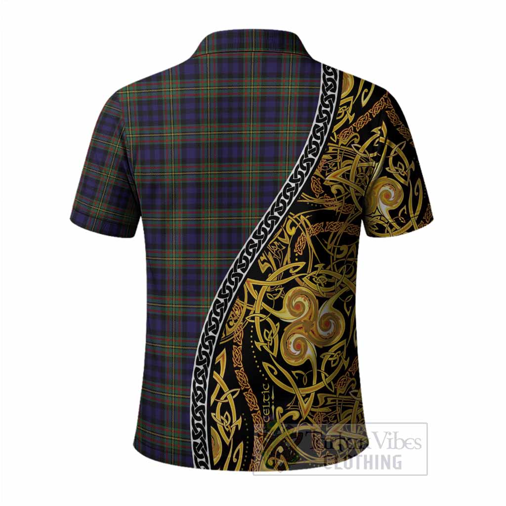 MacLellan (McLellan) Tartan Crest Polo Shirt Celtic Knot and Triple Trickle Spiral Symbols