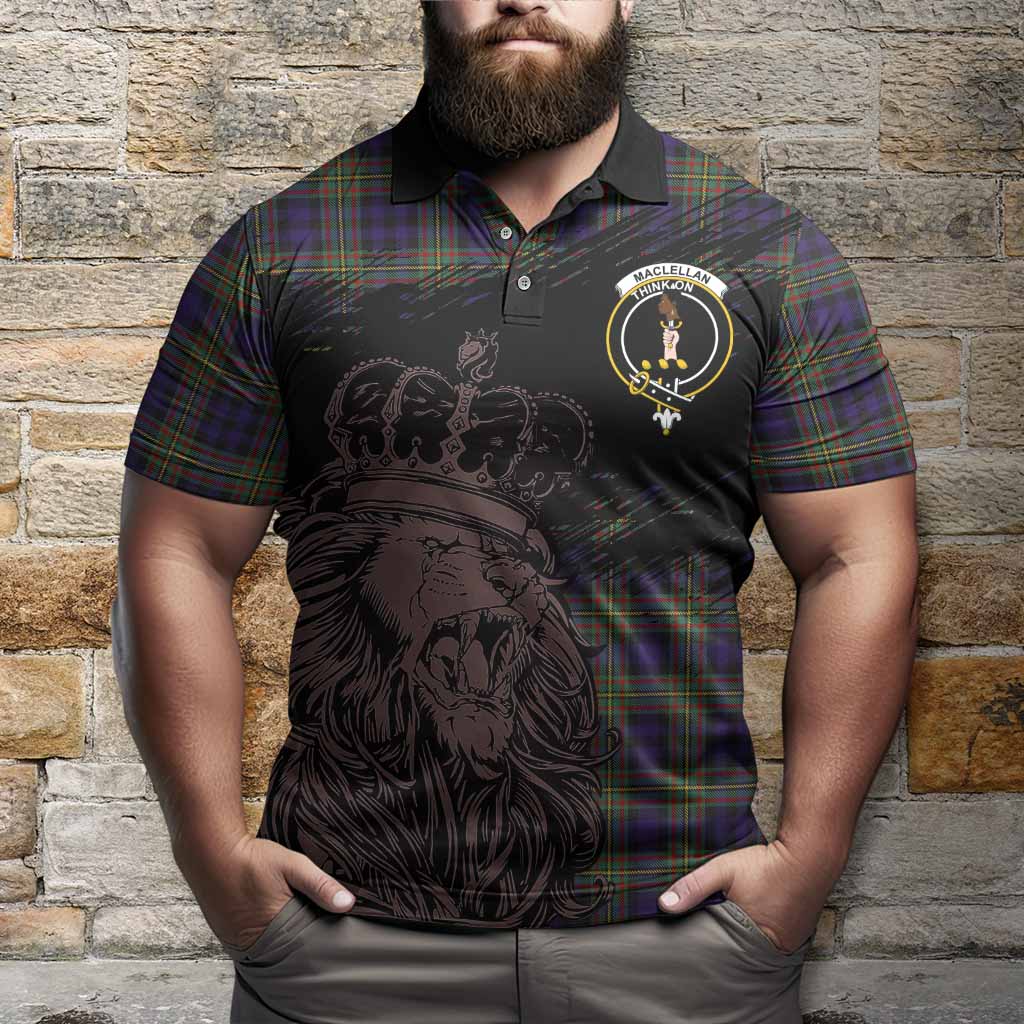 MacLellan (McLellan) Tartan Crest Polo Shirt Crowned Lion Heritage Style