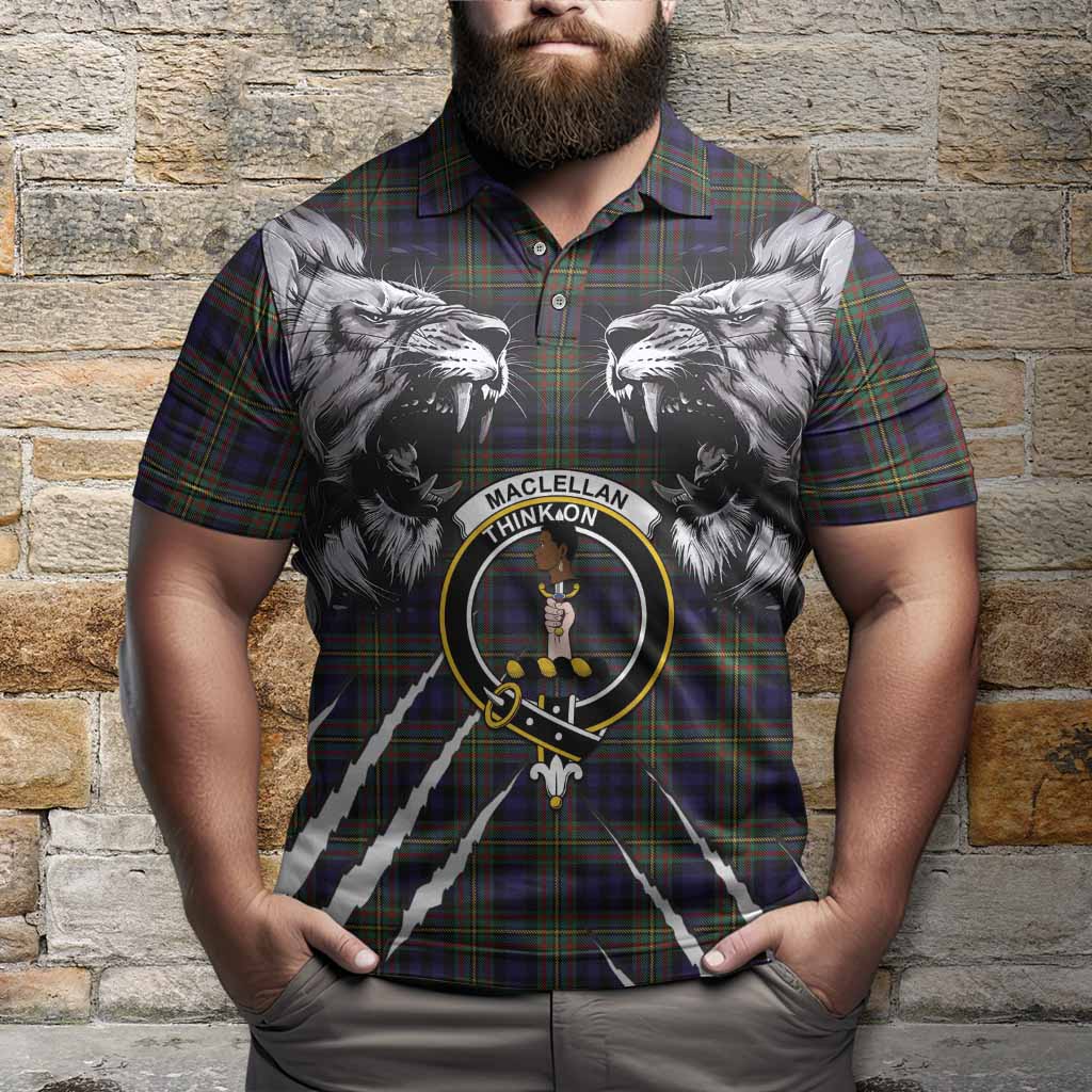 MacLellan (McLellan) Tartan Crest Polo Shirt Ferocious Lion Style