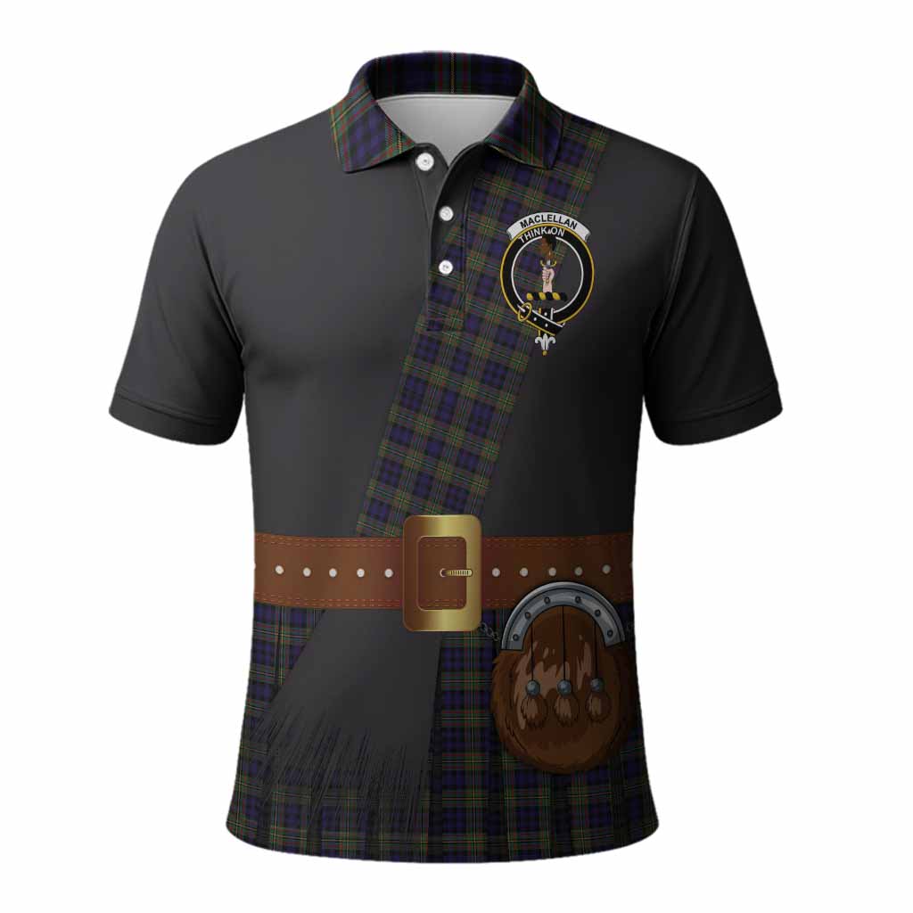 MacLellan (McLellan) Tartan Crest Polo Shirt Kilt Costume Style
