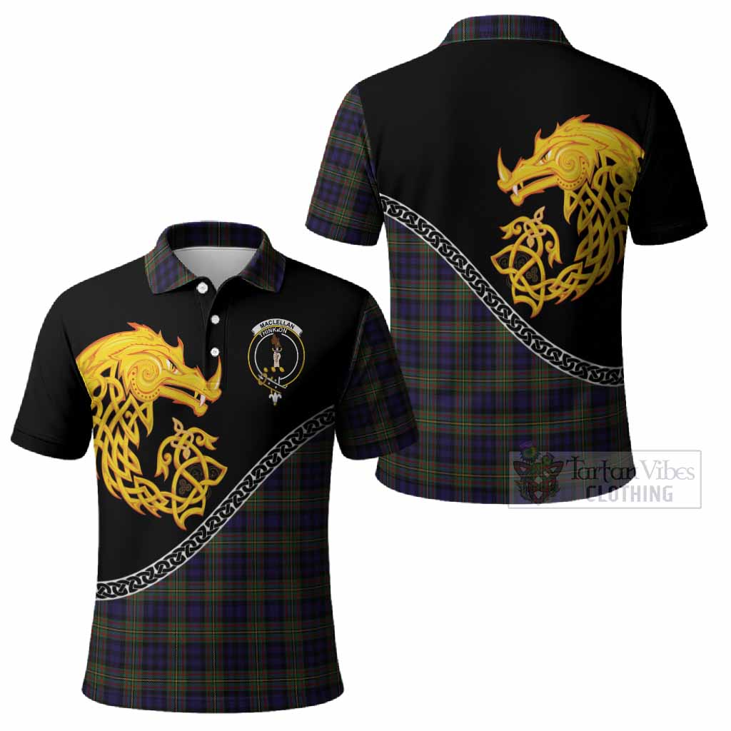 MacLellan (McLellan) Tartan Crest Polo Shirt Legendary Dragon Knot Half Style