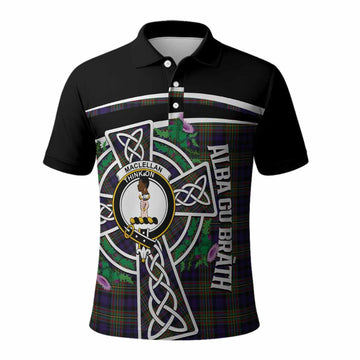 MacLellan (McLellan) Tartan Crest Polo Shirt Scottish Thistle Celtic Cross Alba Gu Brath