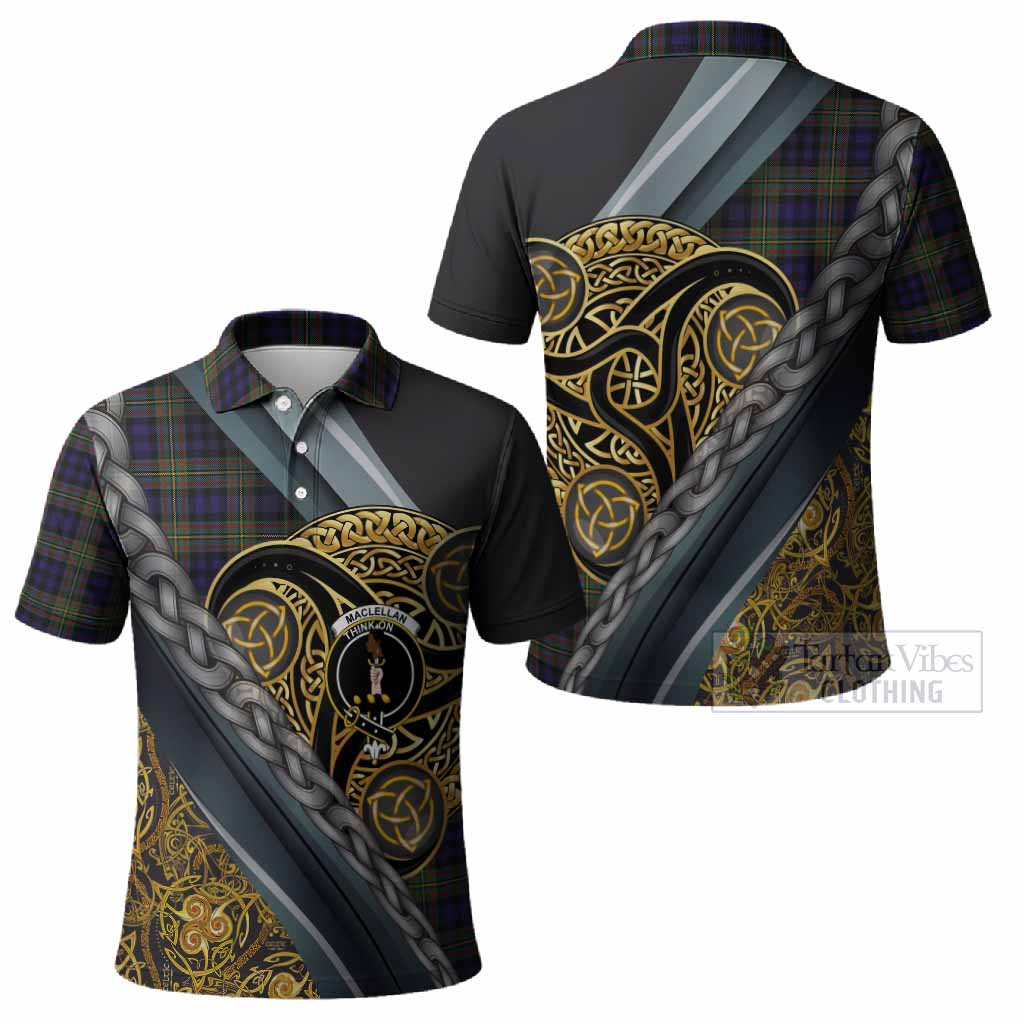MacLellan (McLellan) Tartan Crest Polo Shirt Scottish Triskele Celtic