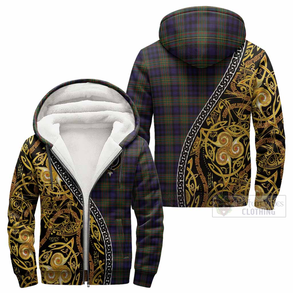 MacLellan (McLellan) Tartan Crest Sherpa Hoodie Celtic Knot and Triple Trickle Spiral Symbols