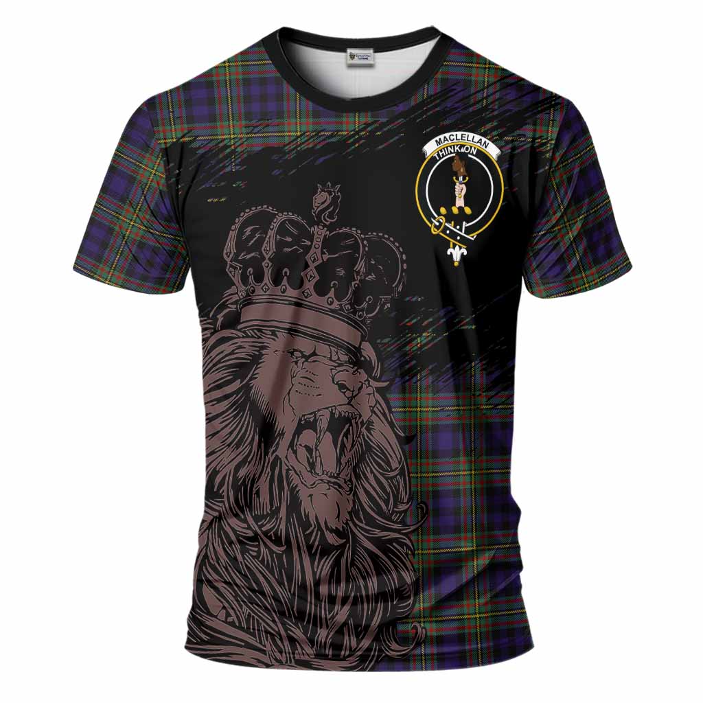 MacLellan (McLellan) Tartan Crest T-Shirt Crowned Lion Heritage Style