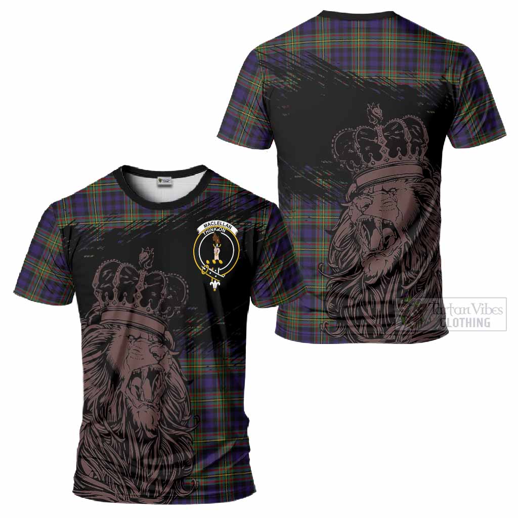MacLellan (McLellan) Tartan Crest T-Shirt Crowned Lion Heritage Style