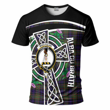 MacLellan (McLellan) Tartan Crest T-Shirt Scottish Thistle Celtic Cross Alba Gu Brath